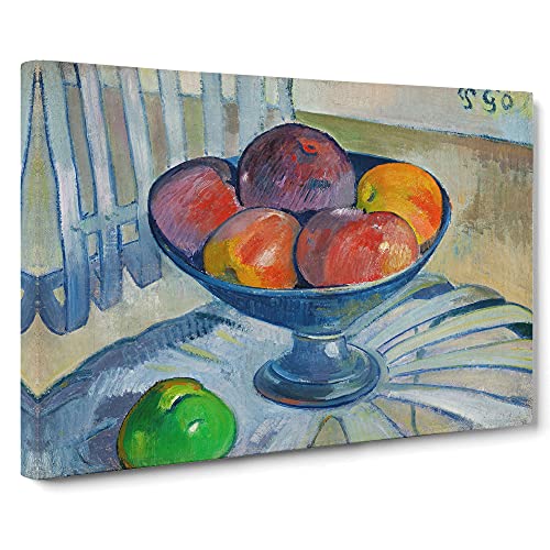 Fruit Dish On A Garden Chair By Paul Gauguin Canvas Print - Gallery Wrapped 30mm Frame Wall Art - 30x20 inches - Ready to Hang - Impressionist Floral Picture - Living Room Bedroom Lounge Office