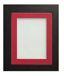 Frame Company Watson Black Picture Photo Frame fitted with Perspex, 16x12 inch with Red Mount for image size 12x8 inch