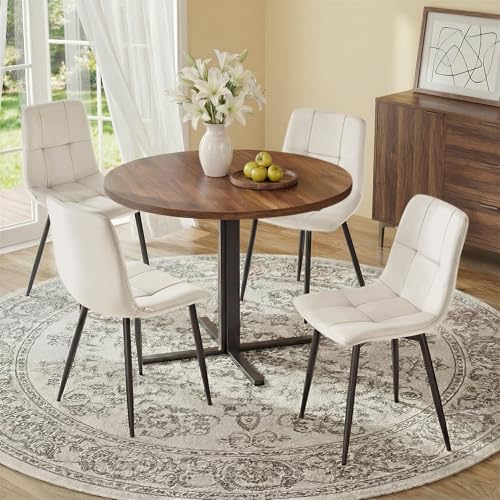 VASAGLE Velvet Dining Chairs, Upholstered Kitchen Chairs, Set of 4