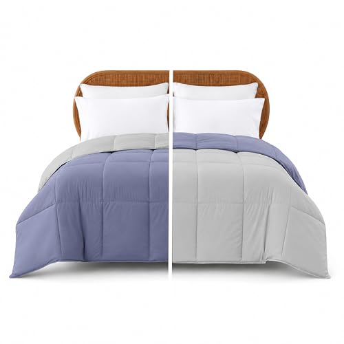 Modern Threads Down Alternative Microfiber Quilted Reversible Comforter & Duvet Insert - Soft, Comfortable Alternative to Goose Down - Bedding for All Seasons Infinity Blue/Silver King