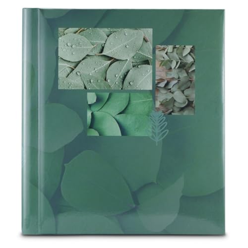 "Hama ""Singo II"" Adhesive Photo Album 28 x 31 cm (40 Photos 10 x 15 cm, 20 White Adhesive Pages, DIY Scrapbooking Album, Gift Idea, Hard Cover Leaf Design) Green"