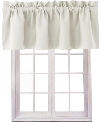 Hiasan Valance Curtains for Kitchen Blackout Thermal Insulated Solid Window Curtain Valance, Ivory, 52 x 18 Inches, 1 Panel