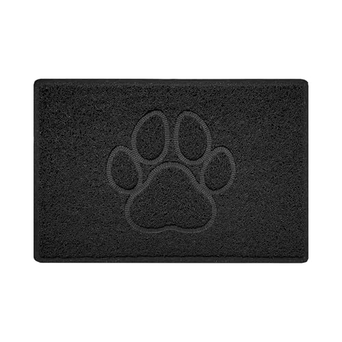 Nicoman Paw Embossed Shape Indoor Outdoor Dirt-Trapper Door Mat Washable Barrier Heavy Duty Doormat - (Watertight Rubber-Back, Small, Black, 60 x 40cm)