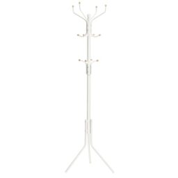 SONGMICS Coat Rack Stand, Coat Tree, Metal Hall Tree, Free Standing, 49 x 182 cm, 12 Hooks, for Clothes, Hats, Bags, White RCR19W