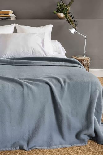 Toison d'or Victoria Lambswool Blanket Plain, 240 cm x 300 cm Size, Graphite Grey