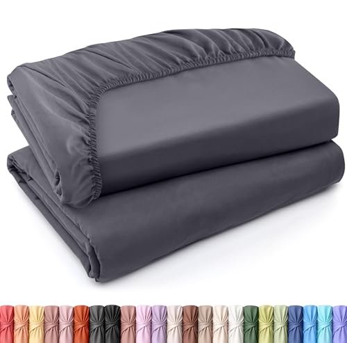 Utopia Bedding Queen Fitted Sheets - Bulk Pack of 2 Bottom Sheets - Soft Brushed Microfiber - Deep Pockets - Shrinkage & Fade Resistant - Easy Care (Queen, Grey)