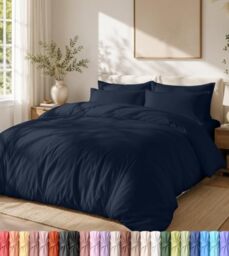 Utopia Bedding Lightweight Duvet Quilt Cover Set with 50x65 cm Pillow cases, 220x220 cm - Soft Microfibre Polyester (Navy)