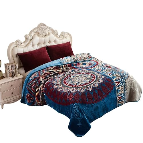 JML Fleece Blanket King Size, Korean Mink Blanket 85 x 95 Inches- 9 lbs, Single Ply, Soft and Warm, Thick Raschel Printed Mink Blanket for Autumn, Winter, Bed, Home
