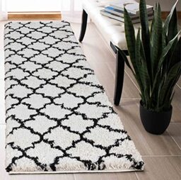"Serdim Rugs Morrocan Berber Living Room Trellis Design Runner Shaggy Area Rugs, Stone, 60x220cm (2"" x7'3)"
