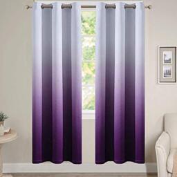 Yakamok Light Blocking Gradient Color Curtain Panels Purple Ombre Blackout Curtains Room Darkening Thermal Insulated Grommet Window Drapes for Children's Bedroom (Purple, 2 Panels, 38x72 Inch)