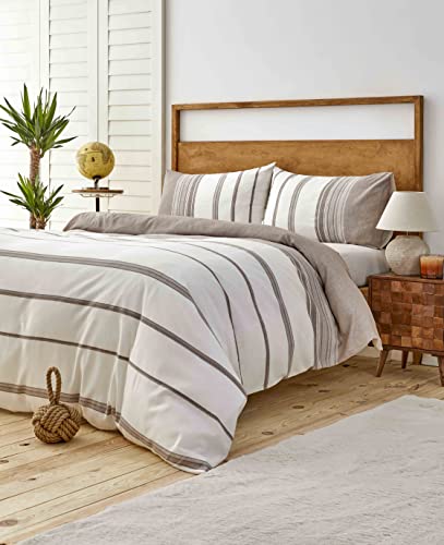 KARACA Home Dobby Woven King Size Duvet Cover Set - Brown Duvet Covers with Zip & Pillowcases - Kingsize Bedding Set with Cotton & Viscose, Soft & Embroidered Texture Bed Set