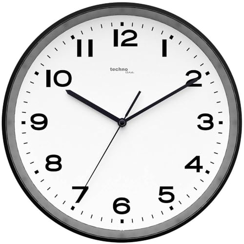 Technoline Analogue Radio Wall Clock WT8500 Black/White Plastic 30 cm Diameter