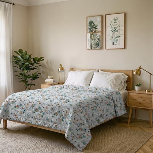 Karma Line Summer Quilt Made in Italy Printed Soft Microfibre Bedspread - Spring Summer Mid-Season Quilt - Ramage, Double 250 x 240 cm