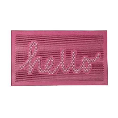 Fisura Original Hello Pink Rubber Entrance Mat, Home with Message, 70 x 40 cm