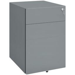 Vinsetto 3-Drawer Mobile Filing Cabinet Steel Lockable 39 x 48 x 59cm Grey