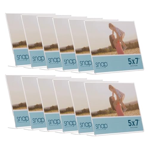 Snap 7x5 Clear Acrylic Self Standing Photo Frame, Set of 12