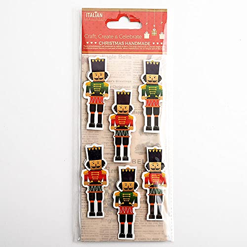 Italian Options 6cm Nutcracker Soldiers Christmas Craft Decorations - Self Adhesive (6 pcs)