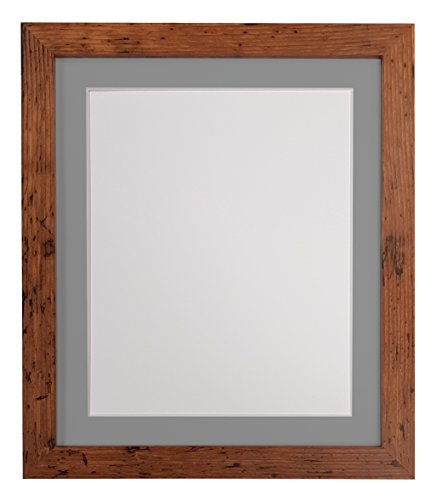 H7 Vintage Wood Picture Photo Frame with Dark Grey mount 6 x 4 For Image size 4 x 3 inch