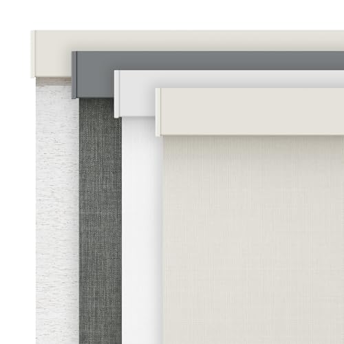 AOSKY Linen Roller Blinds Shades for Indoor Windows Pull Down Cordless Blackout Black Out Window Shade 30 Inch Blinds for Home Beige