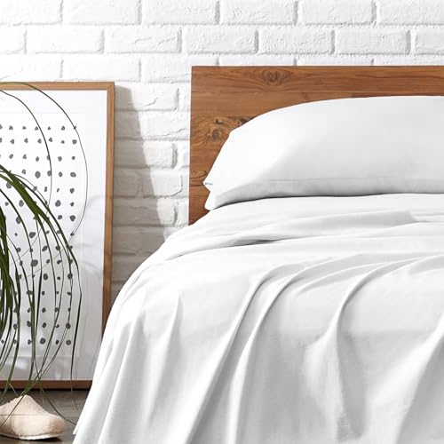 "Carressa Linen 100% Egyptian Cotton Sheets Twin XL Size - 800 Series Tulips Collection Egyptian Cotton Twin XL Sheet Sets (3 PC, Crisp White), Soft, 16"" Deep Pocket Sateen Weave Luxury Bed Sheet"