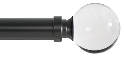 Ivilon Drapery Treatment Window Curtain Rod - Acrylic Ball 1 inch Pole. 28 to 48 Inch. Black