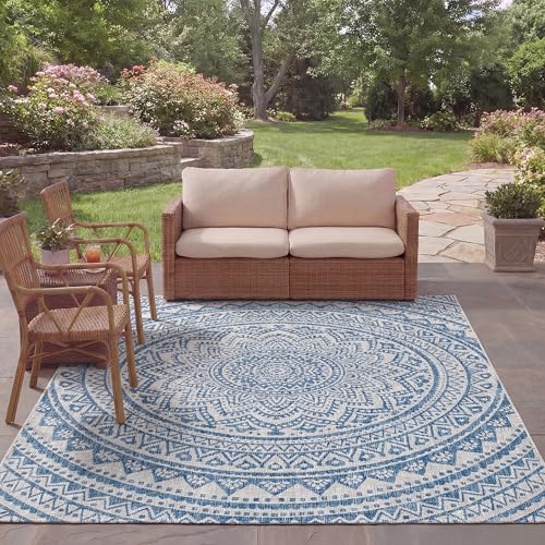 Safavieh Kalene Multipurpose Indoor/Outdoor Rug, Woven Polypropylene Carpet in Light Grey / Blue, 243 X 335 cm