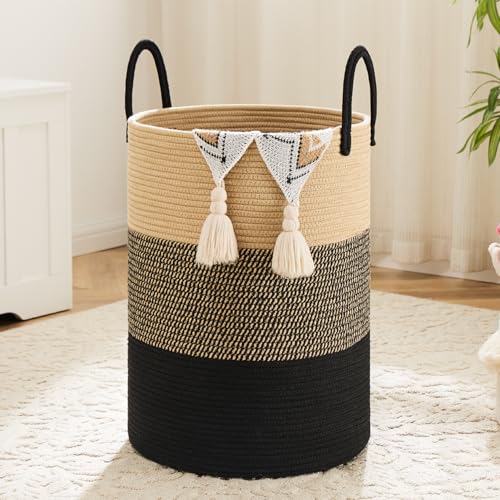Artfeel Laundry Basket,Woven Cotton Rope Laundry Hamper,60L for Decorative Storage of Dirty Clothes,Toys and Blankets in Bathroom,Bedroom and Living Room