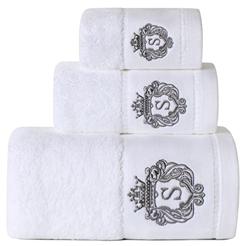 WDTBFY Luxury Bathroom Super Soft and Highly Absorbent Premium 100% Cotton Bath Towel Set for Gifts (White-S)