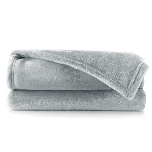 DecoKing Deluxe Microfibre Fleece Super Soft Touch Snug Blanket/Sofa Bed Throw Silver Steel Grey 220x240 cm Mic