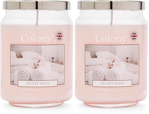 Wax Lyrical, Colony Duvet Days Large Candle, Burn Time of Up 100 Hours, Pink (Pack of 2)