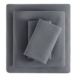 Viviland Plush Micro Fleece Full Bed Sheet Set - Soft Polar Fleece Velvet Sheets - Extra Warm Winter Flannel Bed Sheets with Deep Pocket - Dark Gray - Full