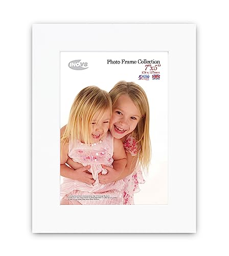 "Inov8 British Made Real Wood Picture/Photo Frame 7x5"" Inch(18x12cm) - Kayla 30mm White"