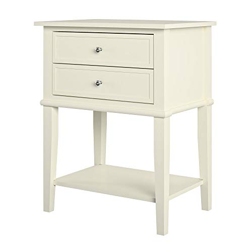DHP Franklin Accent Table with 2 Drawers, White