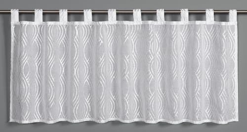 Gardinia Bistro Curtain Foil Print Waves 135 x 45 cm White