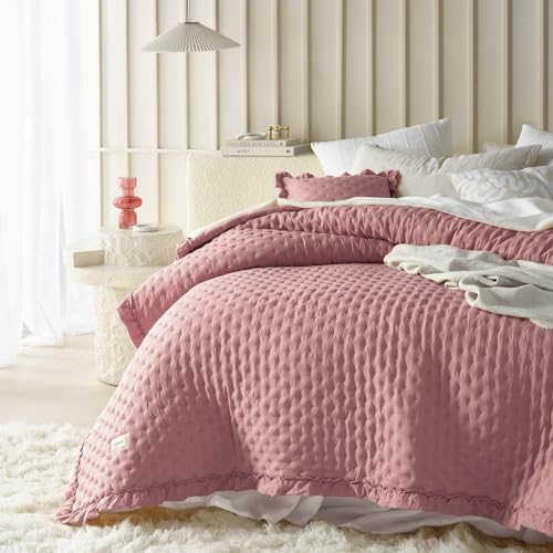 ROOM99 Molly Elegant Pink Bedspread 170 x 210 cm – Versatile Blanket for Bed and Sofa – Quilted Style, Ideal as a Bedspread