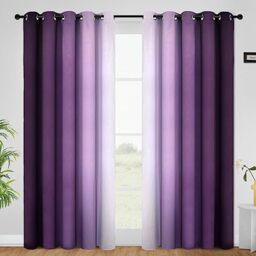COSVIYA Curtains & Drapes Ombre Purple Curtains 84 inch Length 2 Panels, Grommet Room Darkening Light Blocking Insulated Thermal Gradient Window Curtains for Bedroom/Living Room,62x84 inches