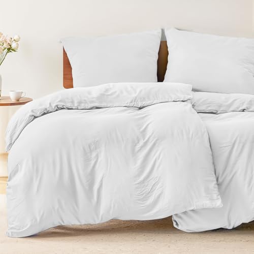 Dreamzie - Set of 2 duvet covers 135 x 200 cm with 2 pillowcases 80 x 80 cm - 4-piece bedding set in white soft microfibre - Oeko-Tex certified