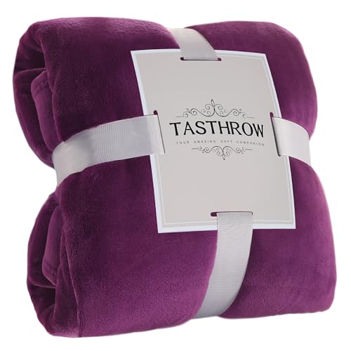 TASTHROW Purple Throw Blanket 50x60 Inches, Soft Plush Cozy Fleece Flannel Throw Blanket, Lightweight Warm Throws for Bed, Couch, Bedroom and Living Room, All Seasons