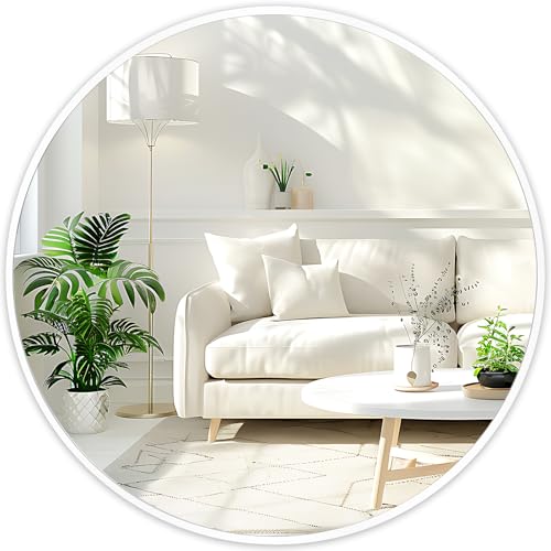 Fabuday White Round Mirror for Wall 20 inch - Circle Mirror for Bathroom, Entryway, Living Room, Hallway, Bedroom Decor, Small Matte Frame Mirrors