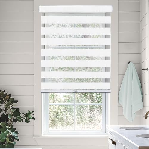 "CHICOLOGY Zebra Blinds, Roller Window Shades, Blinds for Windows, Roller Shades for Windows, Window Shades for Home, Window Shades, Pull Down Shades for Windows, 35""W X 72""H, Basic Arctic"