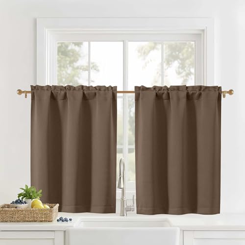 OVZME Solid Short Blackout Curtains