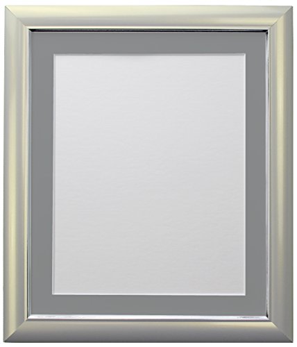 FRAMES BY POST Soda Picture Photo Frame, Plastic, Silver with Dark Grey Mount, 10 x 8 Inch Image Size A5