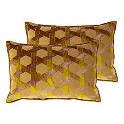 Paoletti Delano Polyester Filled Cushions (Twin Pack), Polyester, Ochre/Blush