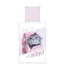 Herding Cat Bed Linen, Pillowcase Approx. 80 x 80 cm, Duvet Cover Approx. 135 x 200 cm, with Button Placket, 100% Cotton