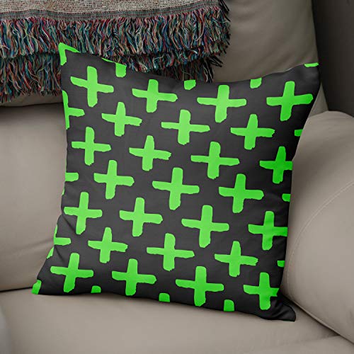 Bonamaison Decorative Cushion Cover Neon Green & Fume, Throw Pillow Covers, Home Decorative Pillowcases for Livingroom, Sofa, Bedroom, Size: 50x50 Cm - Designed and Manufactured in Turkey