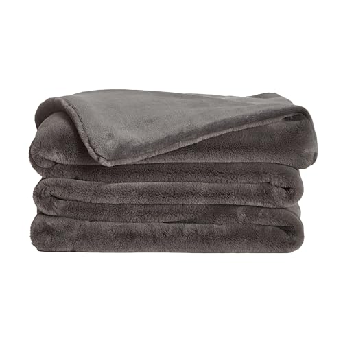 "UnHide Marshmallow - Faux Fur Blanket - Heavy Weight, Extra Soft Blanket - Made from Recycled Materials - Machine Washable - Queen Size (60"" x 80"") - Charcoal Charlie"