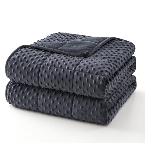 "Topcee Weighted Blanket for Adults (15lbs 48""x72""), Minky Dots Heavy Blanket for 140-160lbs Sleeping, Soft, Cozy and Cooling Weighted Throw Blankets, Machine Washable, Grey"