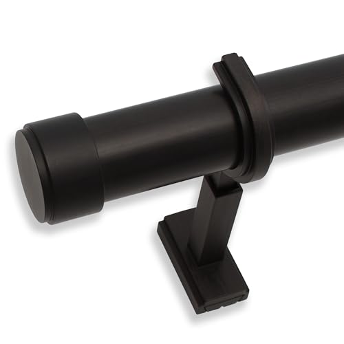 "BlastHome Signature Collection Curtain Rod Set ??? Connectable for Seamless Look ??? Premium Heavy Metal 1 1/4"" Diameter Rod with Zinc Brackets & Endcaps ??? Brushed Dark Brown Finish ??? 3 ft"