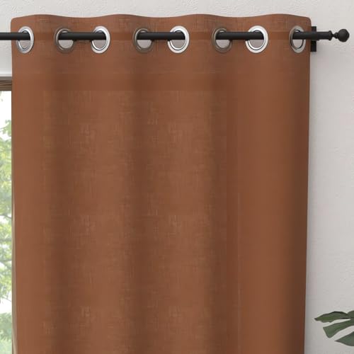 Soleil d'ockre Panama Terracotta Curtain with Eyelets 135 x 300 cm Pure Cotton