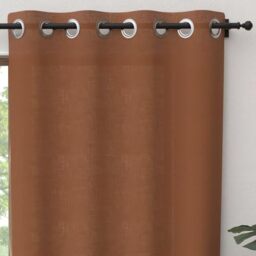 Soleil d'ockre Panama Terracotta Curtain with Eyelets 135 x 300 cm Pure Cotton